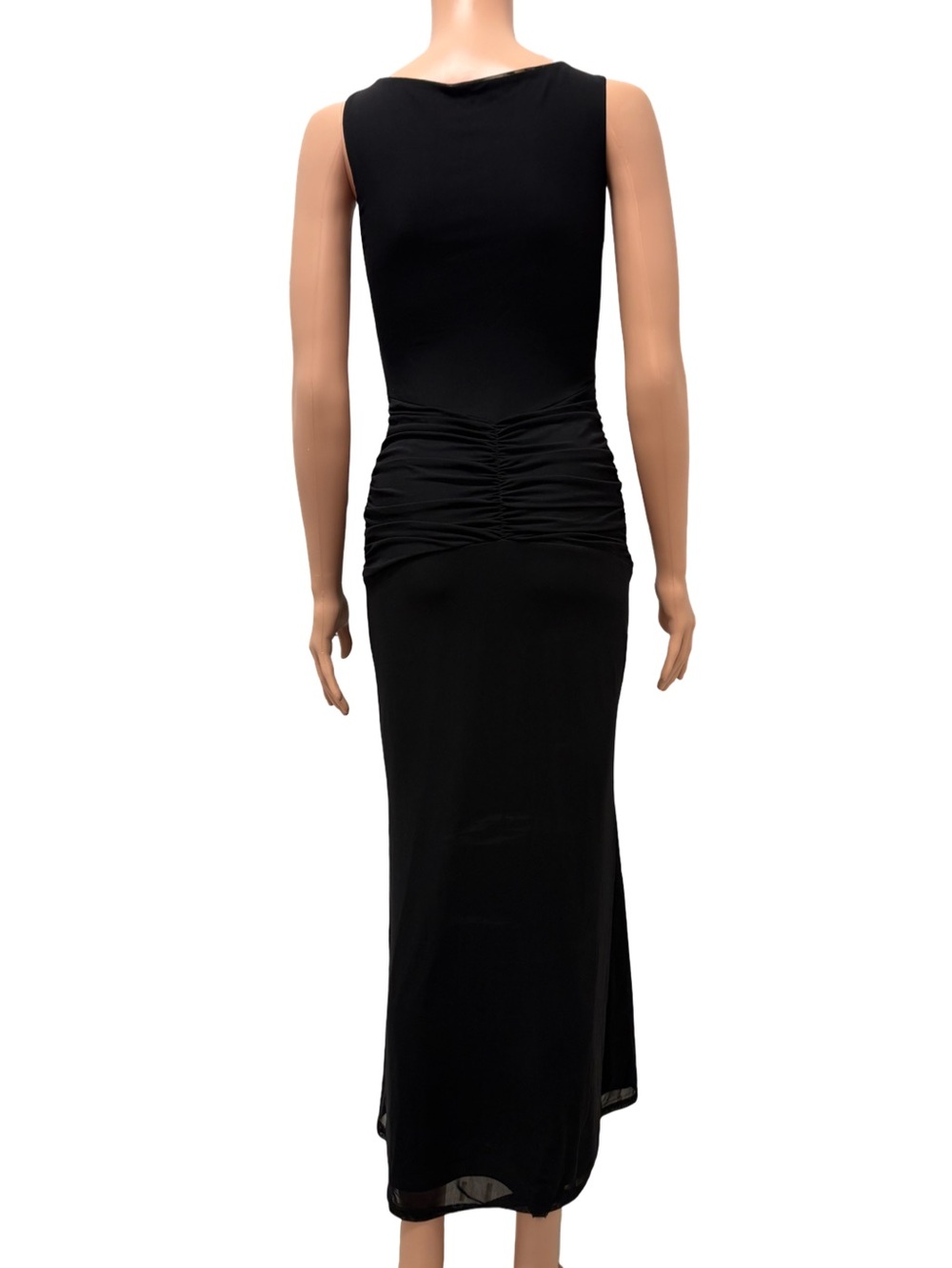 NWT XinFSh Ruffle Maxi Dress Ruched Bodycon cocktail dress, XS - Picture 6 of 8